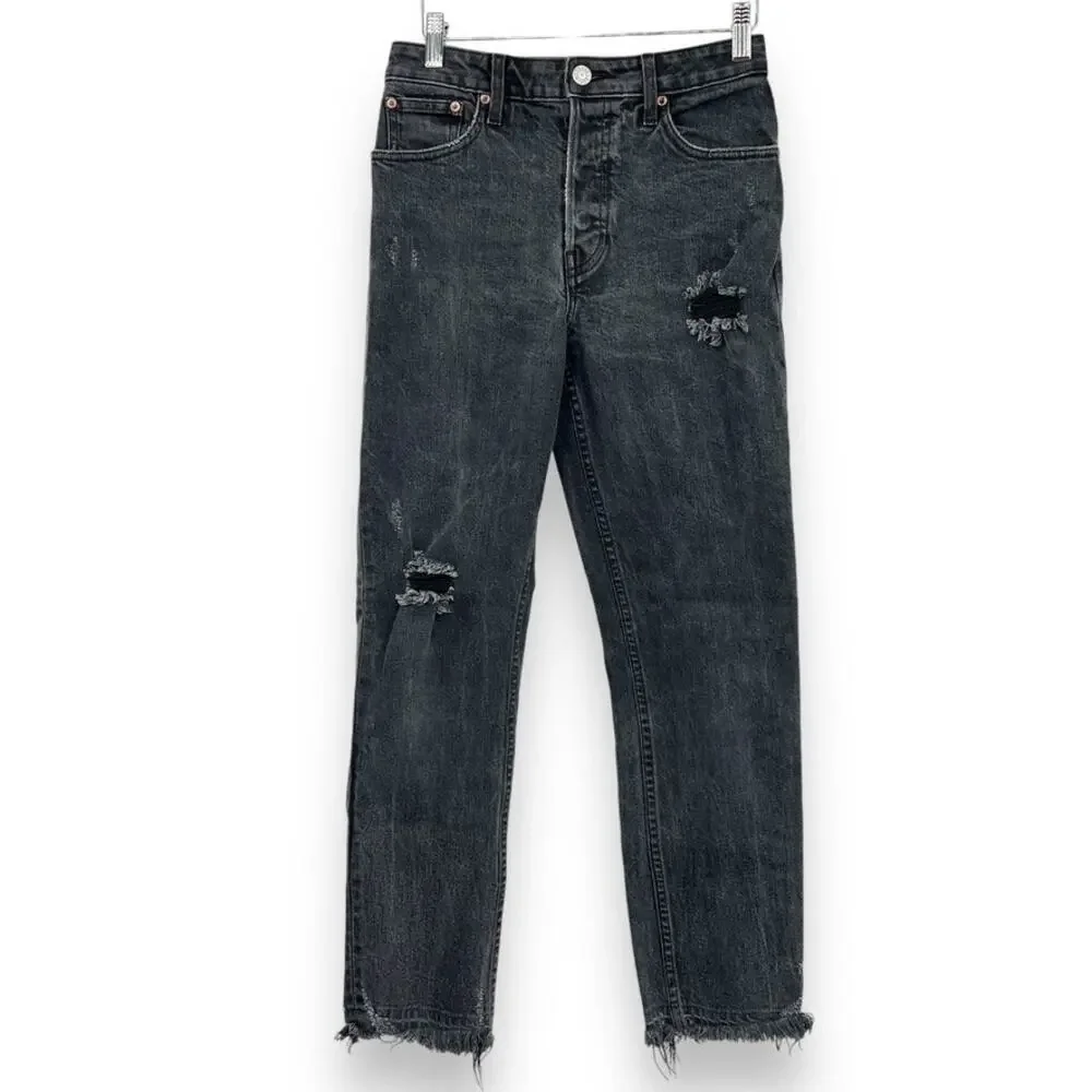 Trave Constance Road to Nowhere‎ Black Straight Leg Jeans Button Fly Women’s 28